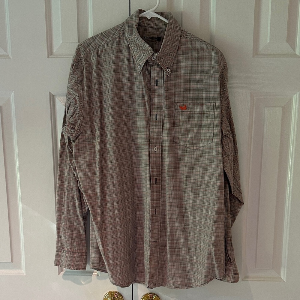 Southern Marsh Men's Plaid Button-Down Shirt - Gray and Red